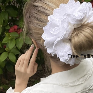 浪漫镂空大肠圈 大号蕾丝发圈双层花边绝美法式 2026时尚 赵露思同款