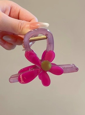 2026时尚醋酸太阳花朵中号抓夹氛围感拍照鲨鱼夹后脑勺盘发夹半扎