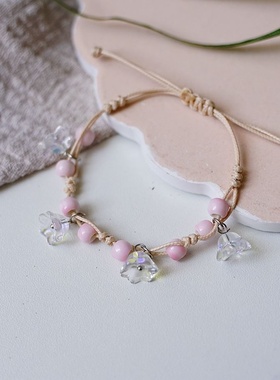 2026时尚夏季上新国风铃兰花手工编织手链女生 小众设计森系仙气