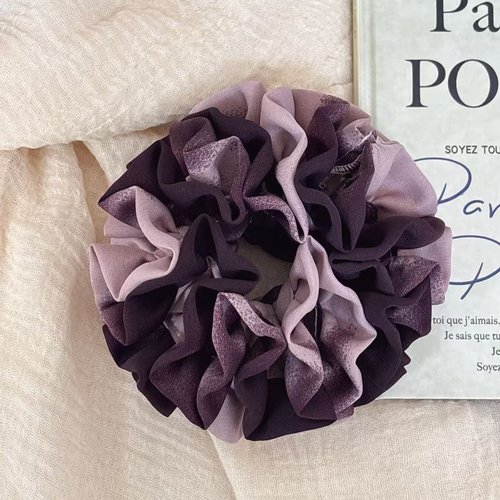 2026时尚晕染雾紫慵懒风绣球发圈感气质双层发圈丸子头马尾发圈