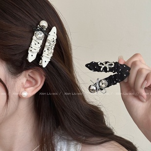 2026时尚 甜美侧边夹感碎发刘海 韩系ins风波点蝴蝶结发夹2025新款
