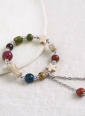 2026时尚一缕青瓷新中式国风景德镇陶瓷手链文艺学生国潮手串民族