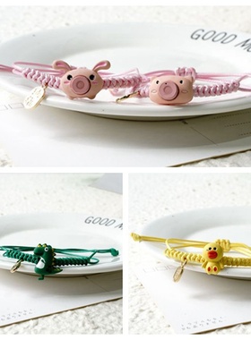 2026时尚韩版简约卡通粉色泡泡猪手链女 手工手串闺蜜礼物拼多多