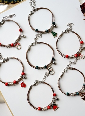 2026时尚欧美流行新款圣诞节手链女圣诞老人雪人糖果送朋友礼物手