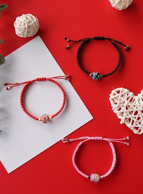 2026时尚编织时尚情侣男士手链女ins小众设计红绳一对情侣款新年