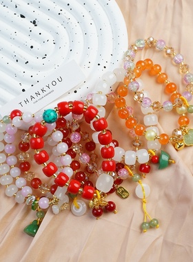 2026时尚春节新年感义乌小商品珍珠手链女生气质手饰红色水晶手串