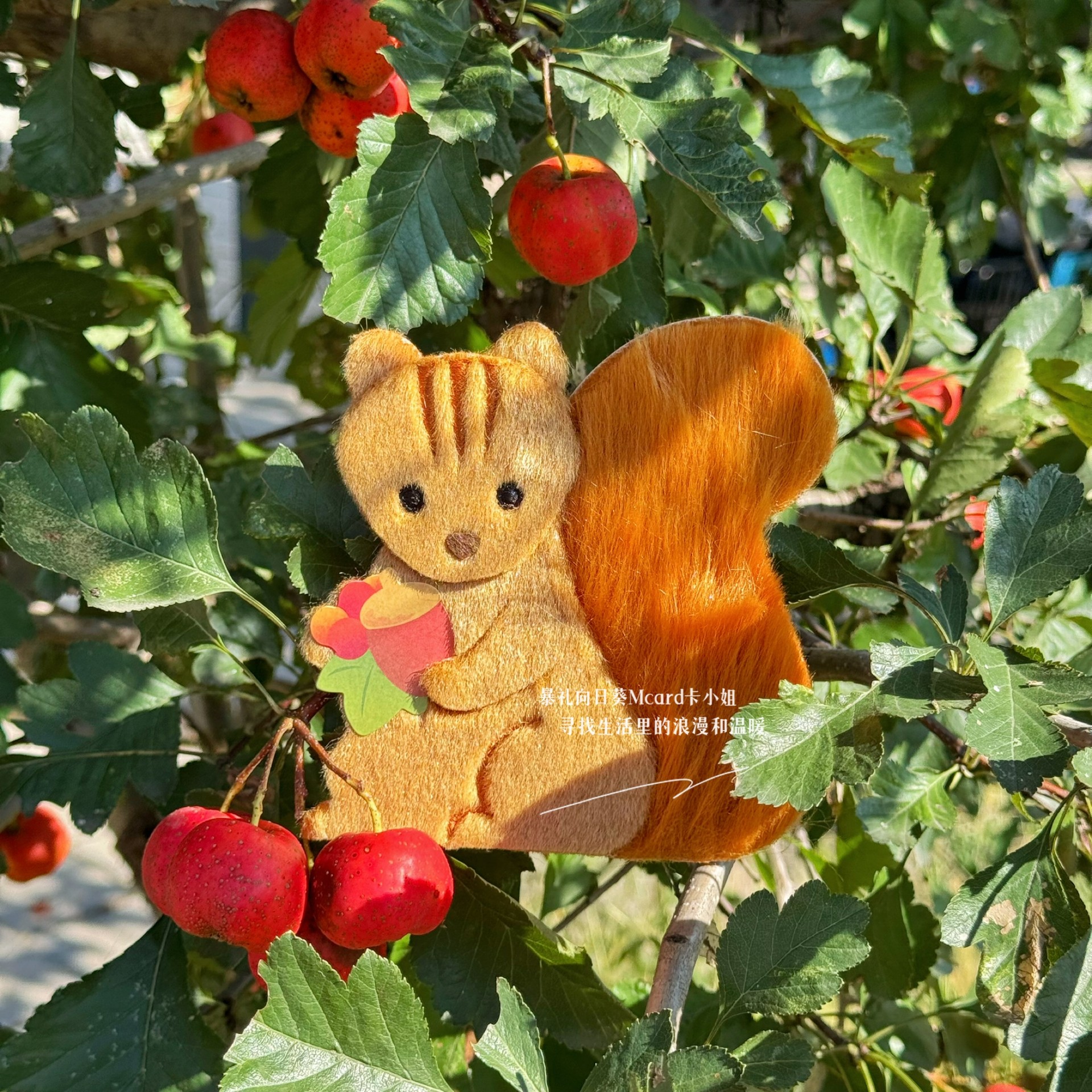 日本秋天可爱刺绣松鼠贺卡新年礼物生日祝福万用手写留言卡片