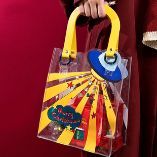 卡小姐耶诞节礼物袋平安夜圣诞节PVC透明礼品袋手提袋