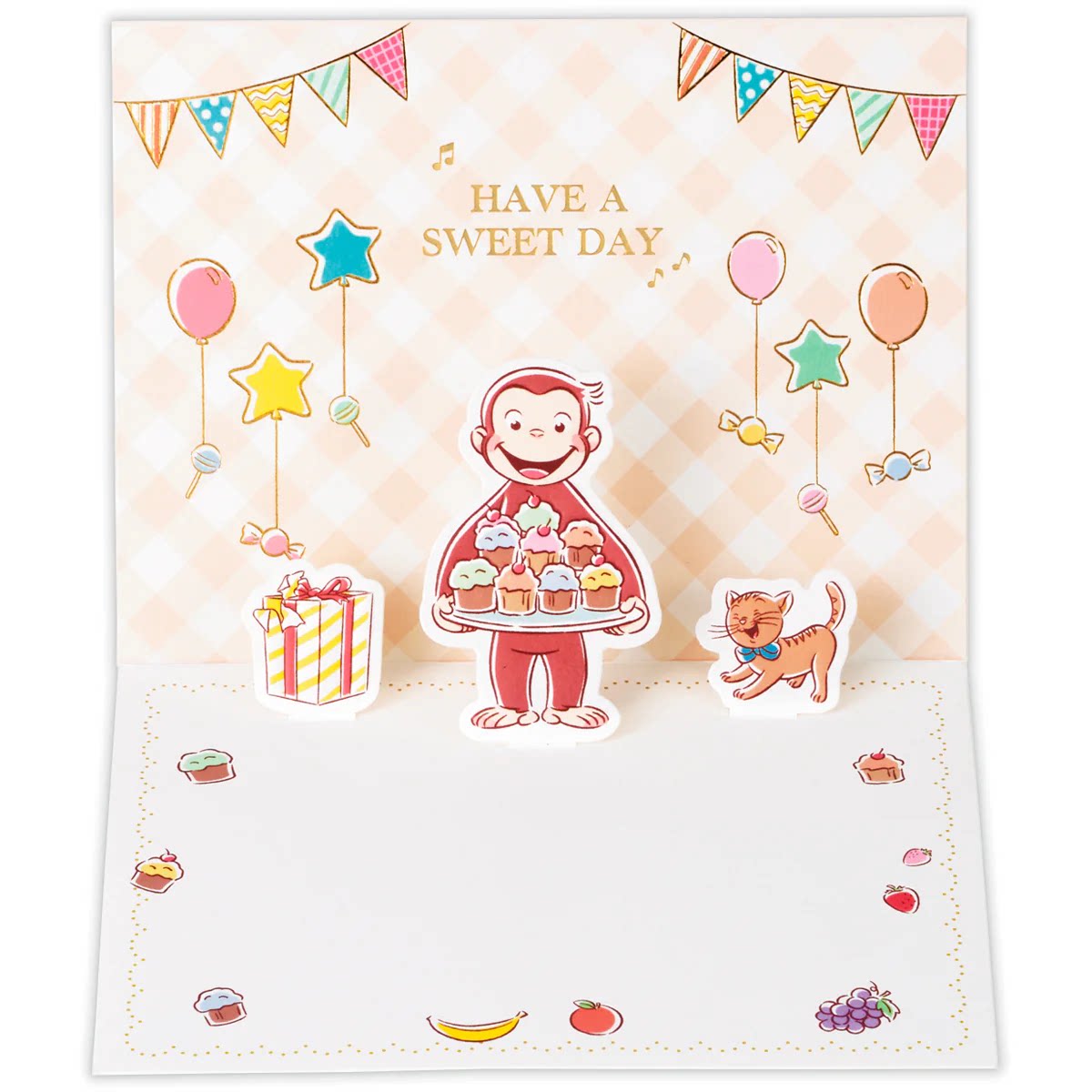 日本乔治送蛋糕生日立体贺卡创意节日氛围卡通送朋友闺蜜祝福卡片