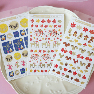 日本和风趣味贴纸圣诞雪花装饰贴