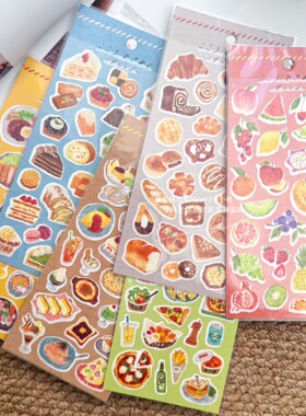 日本制美食贴纸食物可爱手帐日记相册手机装饰甜点面包水果贴画