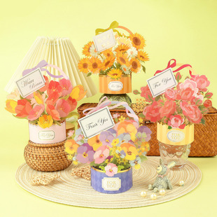 3D立体花束祝福通用贺卡创意新年感谢送老师生日礼物万用卡片