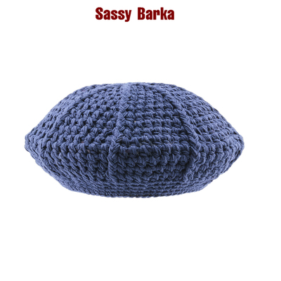 SassyBarka飞碟贝雷克拉拉编织深海蓝秋冬男女基础百搭