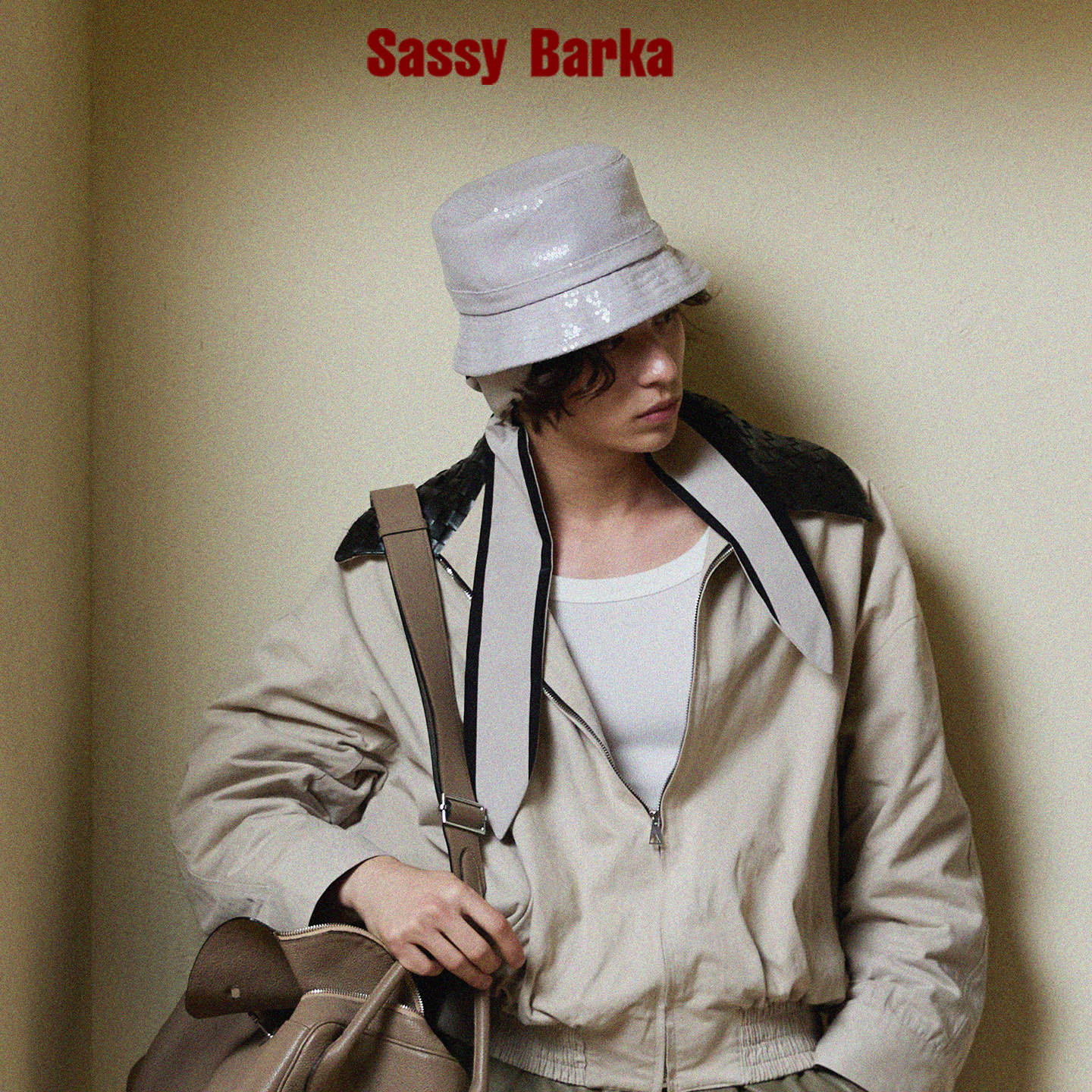 SassyBarka闪耀星河卷檐渔夫水泥灰亮片帽子春夏秋男女设计师中性