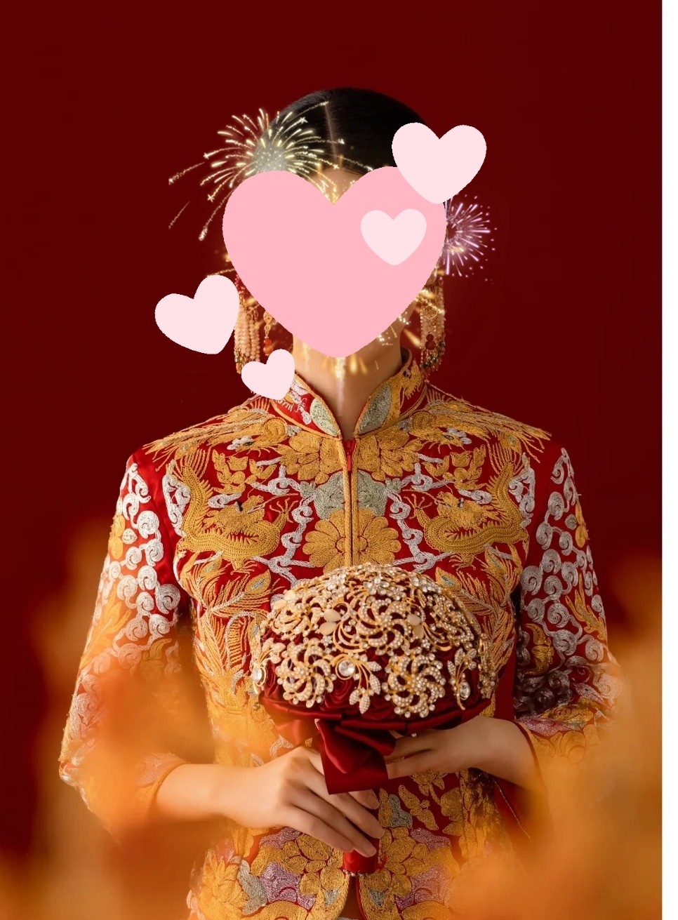 新娘手捧花婚礼高档质感送亲闺蜜亲友朋友结婚礼物中式红色秀禾服