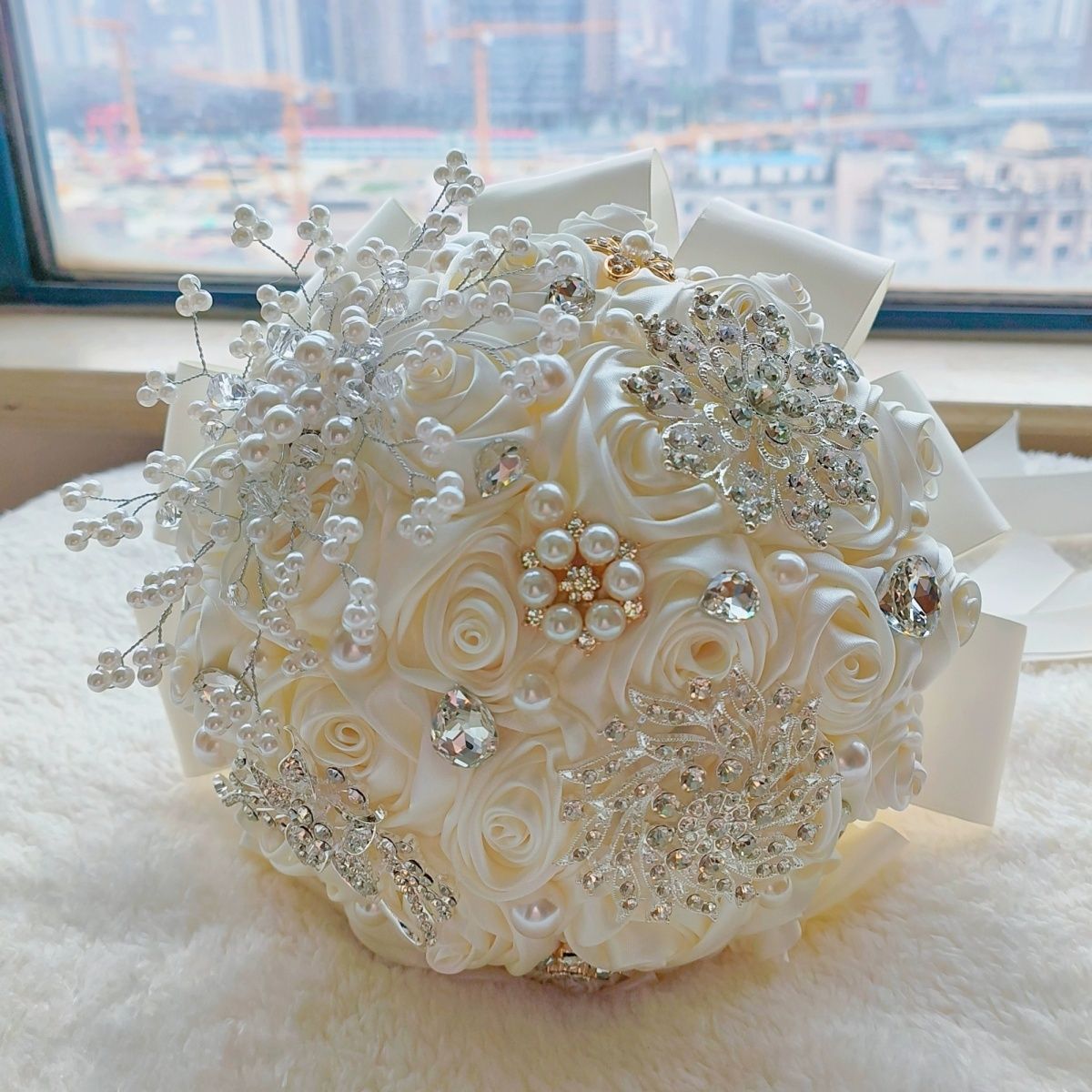 中国风珍珠礼物婚礼高级材料包领证diy新娘礼物仿真花送闺蜜结婚