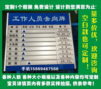 定做铝合金空白烤漆印字社区去向牌定制人员指示门牌楼层牌科室牌