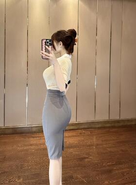 思瑞 韩版修身西装中长裙 原创气质OL通勤包臀半身裙押鸥亭女主裙