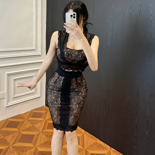 镂空蕾丝女式三件式轻礼服套装