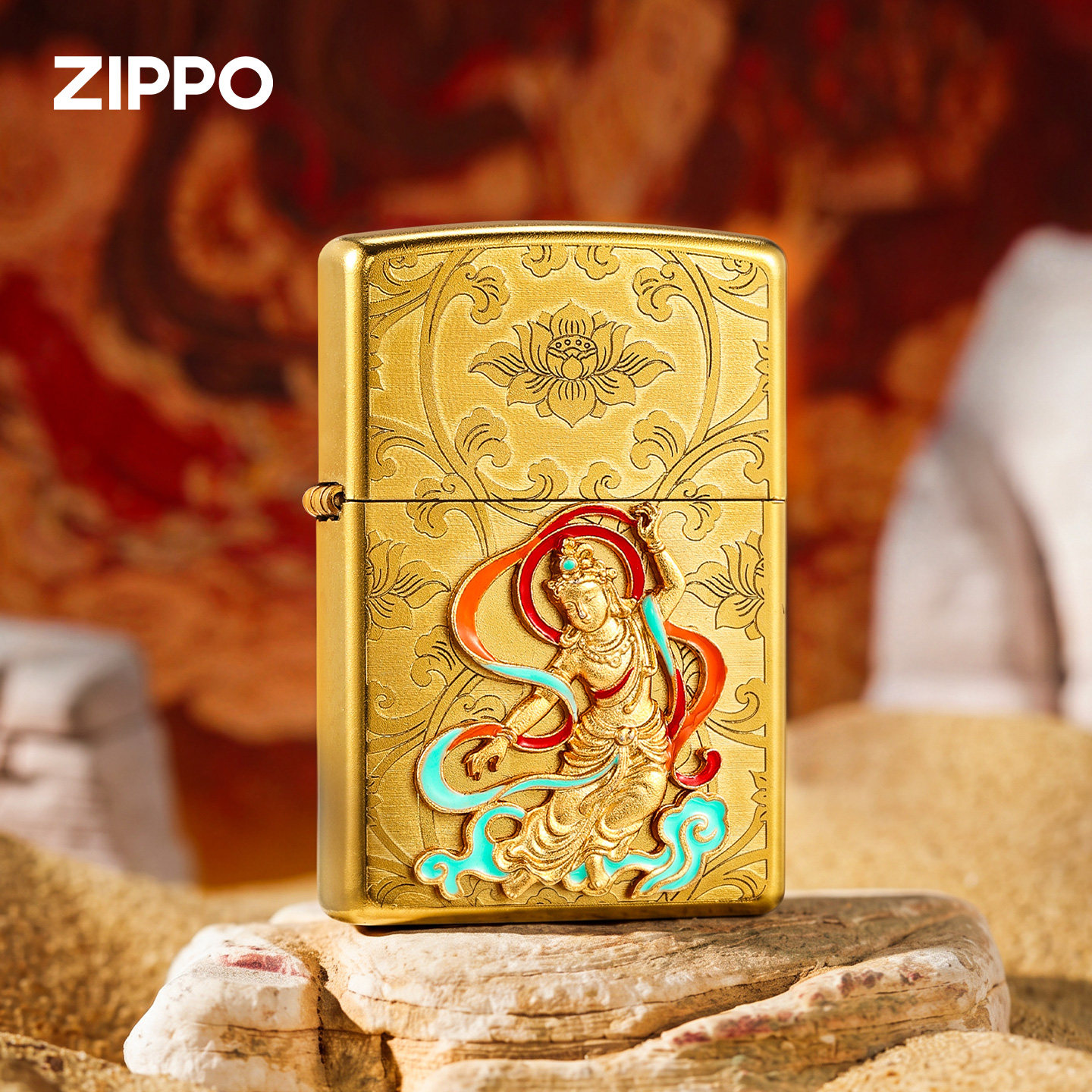 Zippo之宝纯铜飞天敦煌打火机