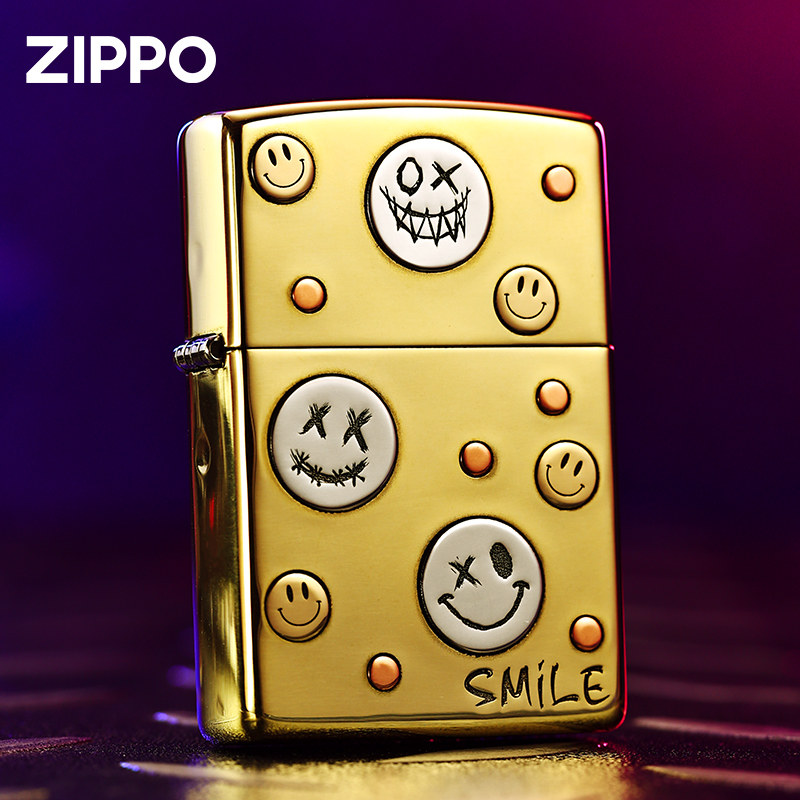 ZIPPO黄铜笑脸收藏礼物男打火机
