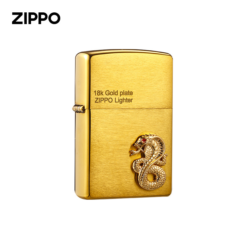 zippo打火机镀金贴章18K生肖蛇