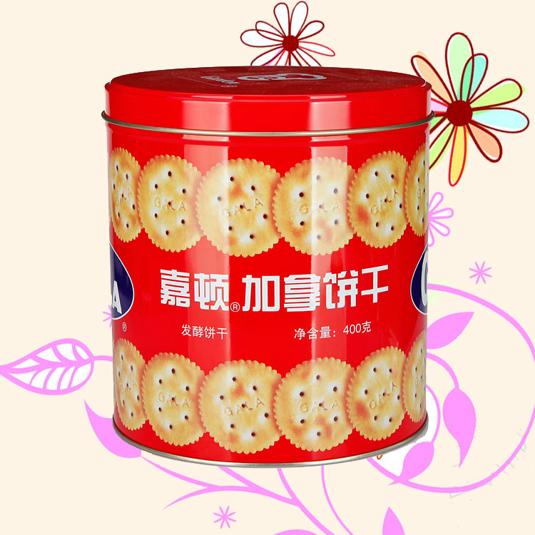 嘉顿加拿原味发酵饼干400g铁罐装香脆办公室休闲下午茶零食糖包邮