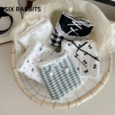 女亲肤纯棉透气底裆可爱格子中腰少女三角裤 六只兔子5条装 内裤