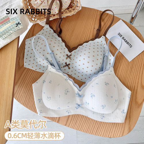 六只兔子甜美蕾丝少女风文胸