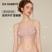 六只兔子漫画胸外扩内衣女小胸显大果冻条软支撑文胸无钢圈胸罩女