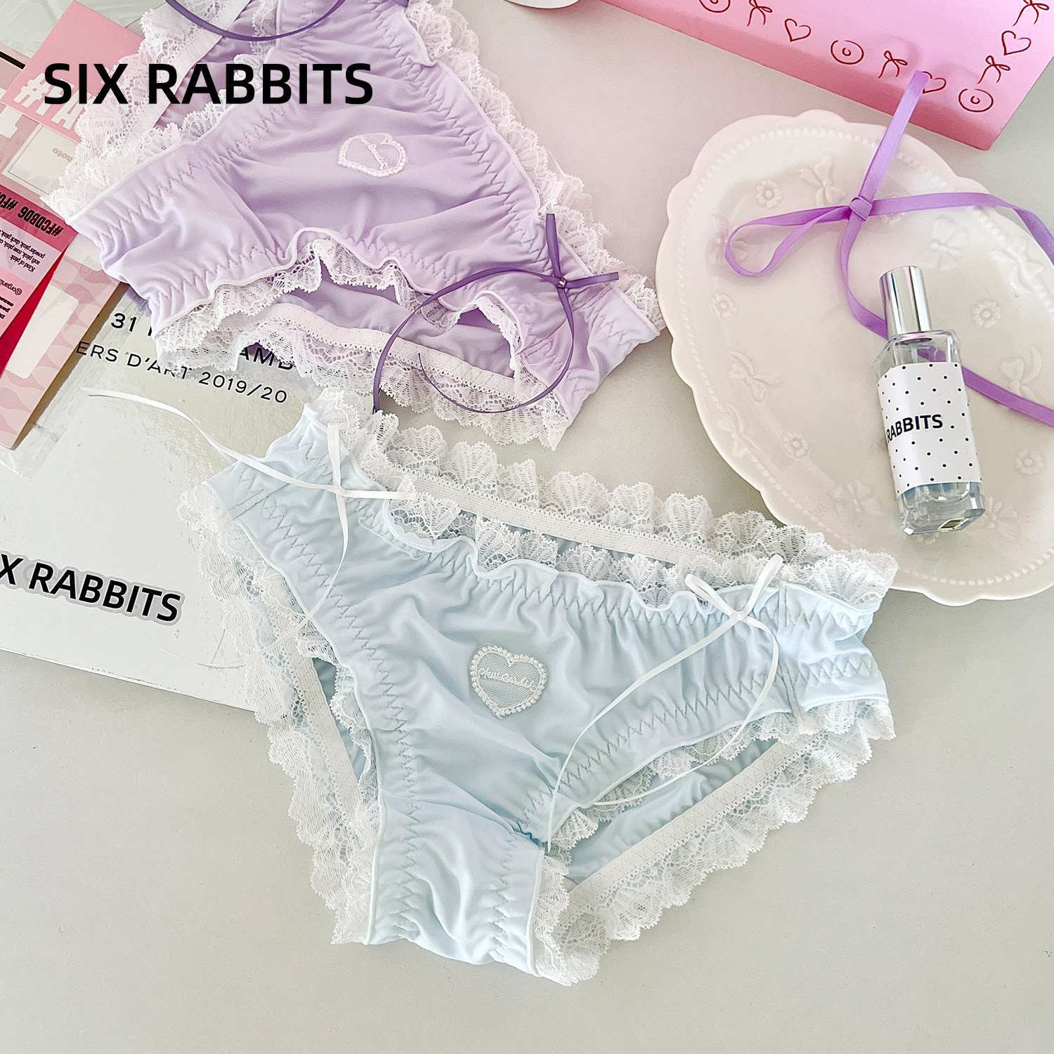 六只兔子内裤女光滑缎面纯棉底裆木耳边短裤甜美少女风中腰三角裤,女士内衣/男士内衣/家居服,女三角裤,淘宝优惠券,粉丝福利购,淘宝优惠卷