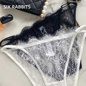 六只兔子女士内裤性感低腰短裤日系薄款性感蕾丝纯色三角裤丁字裤