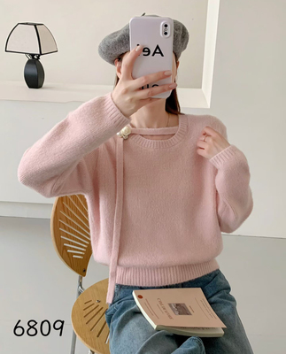 不起球韩系飘带软糯针织打底衫女秋冬2025新款套头气质漂亮毛衣