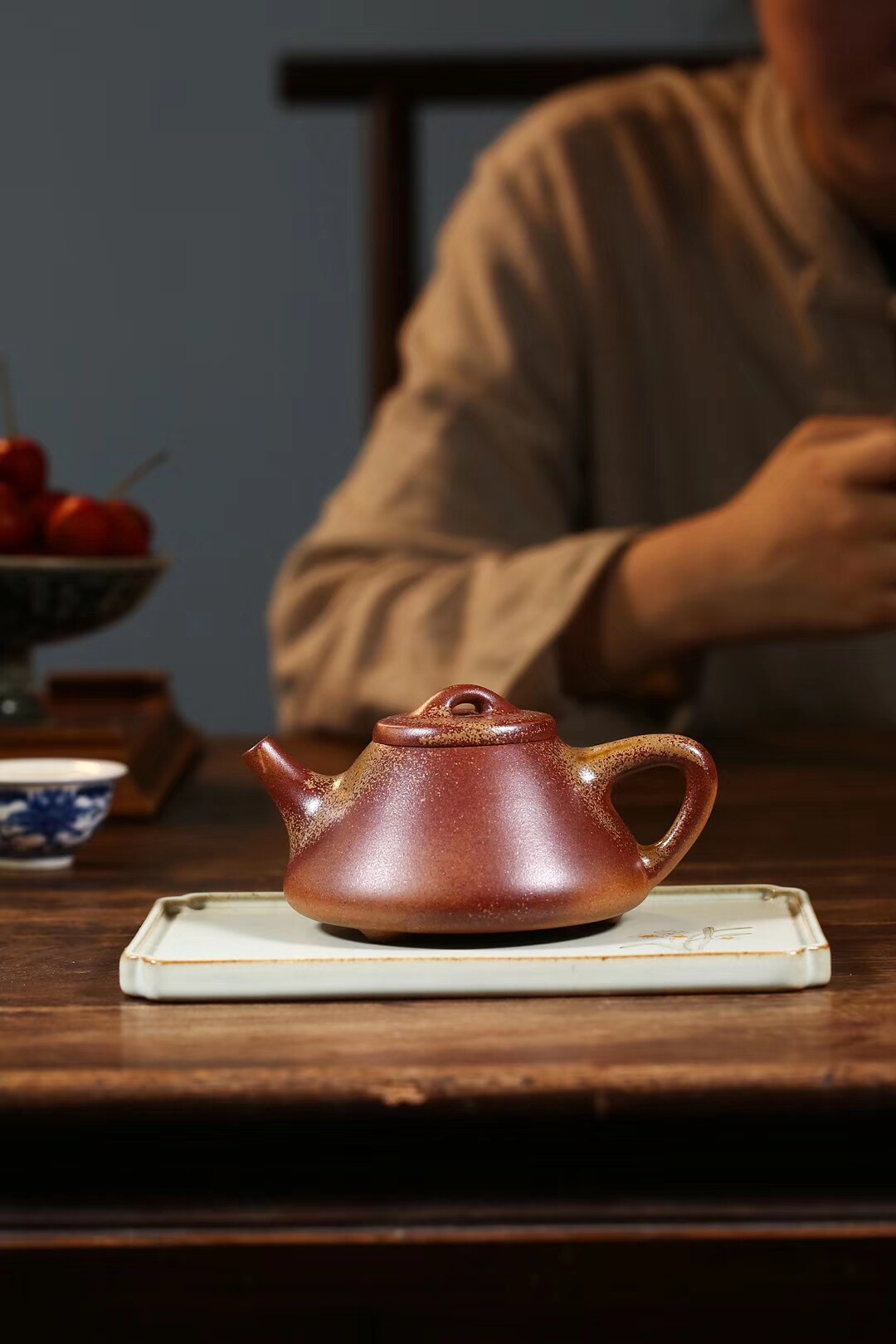 江苏宜兴紫砂壶纯手工精品传统工艺松桔柴烧石瓢壶200CC黄金容量