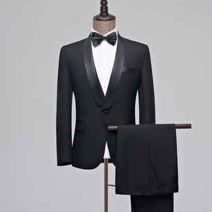 青少年钢琴演出服西装帅气主持人歌手舞台合唱伴郎青果领西服套装