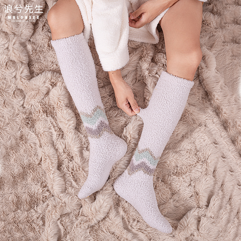 珊瑚绒保暖地板袜居家睡眠袜