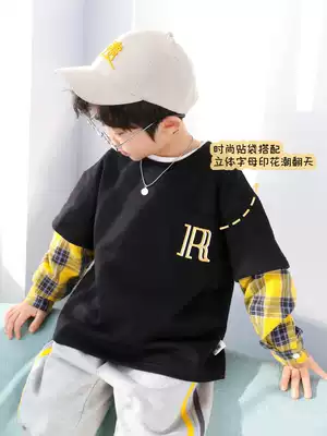 Many boys clothes spring and autumn models 2021 new foreign school children's base Children fake two spring clothes