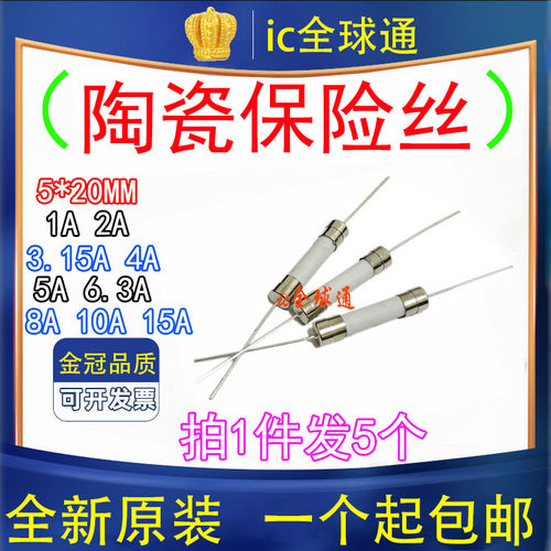 陶瓷保险管5*20带引脚250V