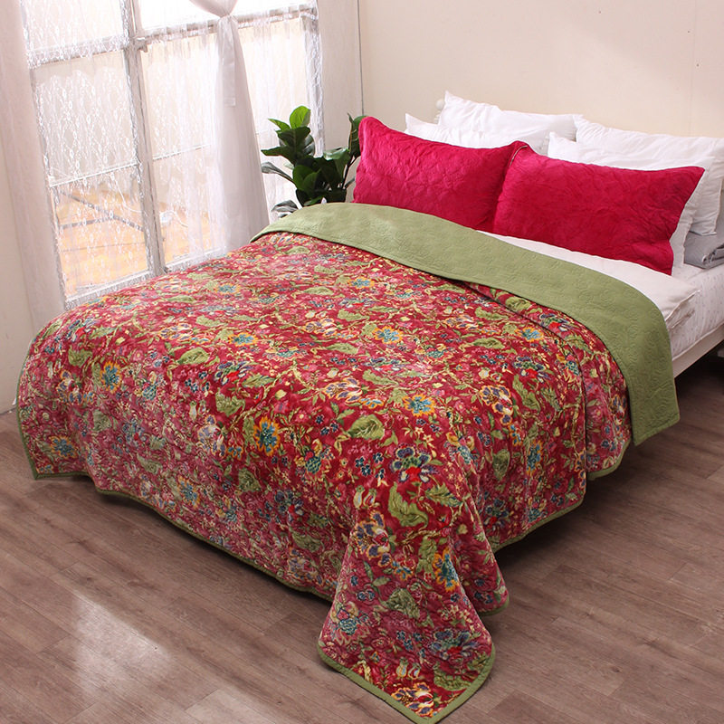 冬季毛绒床品法兰绒全棉绗缝被单件床盖加厚夹棉床单毛毯外贸原单,床上用品,床单,淘宝优惠券,粉丝福利购,淘宝优惠卷