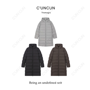 【村村CUNCUN】冬季新品~经典大牌简约保暖排骨连帽中长款羽绒服