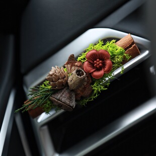 原创手工肉桂生财花车载香薰夹空调出风口装 饰森系车内饰高级氛围