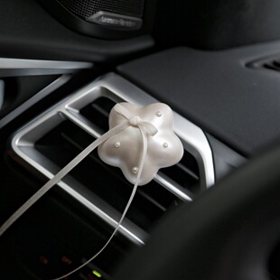 原创手工珠光白闪亮 饰汽车空调少女车摆件 星星车载香薰出风口装