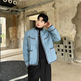 23年秋冬新款潮流时髦个性花边装饰小香风造型无领夹克935-P165，男装夹克，星座1304（原C205）