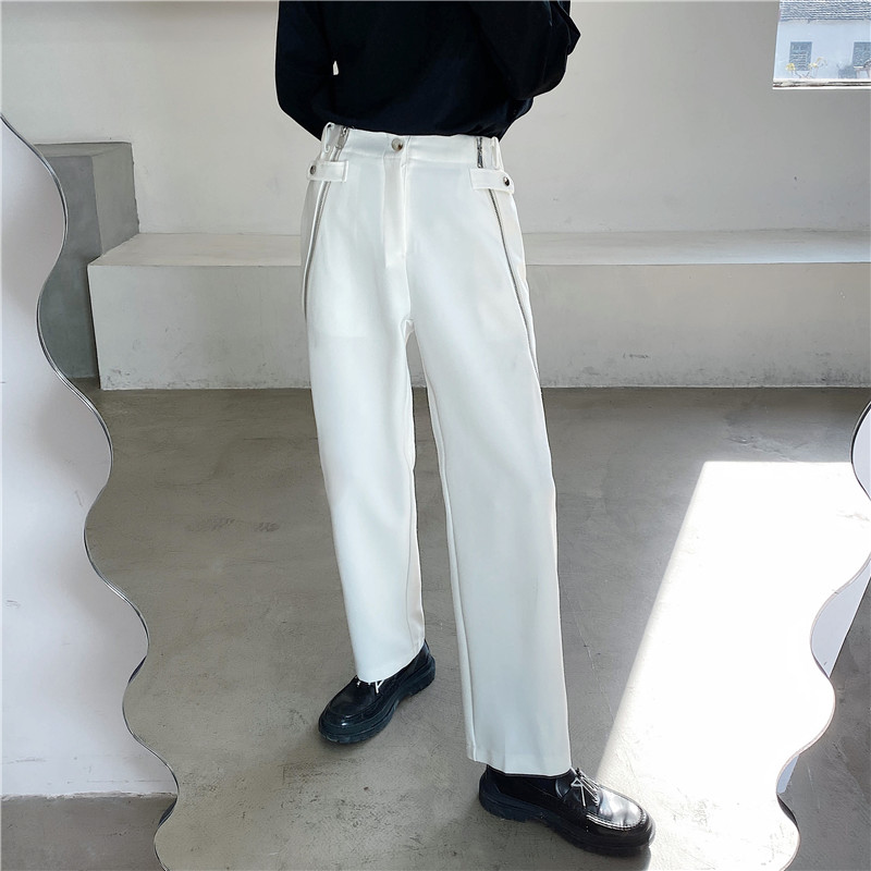 21年春季新款个性设计拉链装饰小众侧松紧雅痞帅西服长裤F62-P75,男装休闲裤,星座1304（原C205）