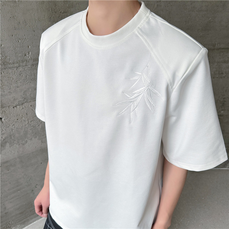 24年夏季新款潮流时髦新风刺绣设计小众大垫肩休闲T恤D38-P70图片