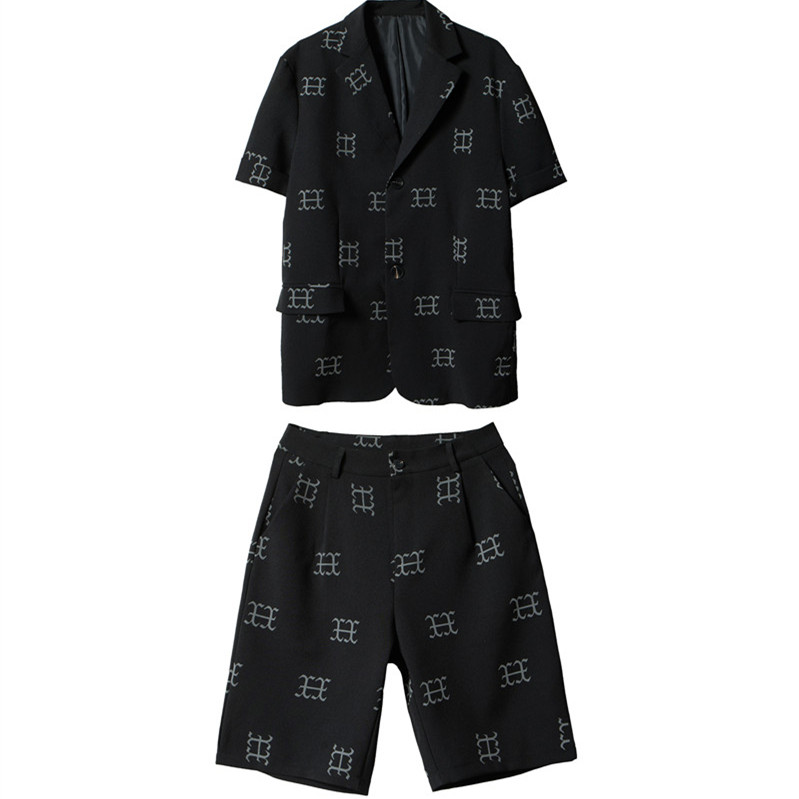 21年夏新款未来设计感强反光印花短袖小众潮流西服套装TF22-P175,男装西服套装,星座1304（原C205）