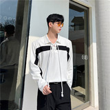 23春夏潮流时髦个性黑白撞色棉绳装饰造型韩版休闲卫衣H57-P85，男装卫衣，星座1304（原C205）