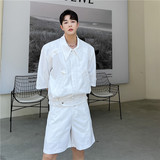 25夏新款潮流三角折边箭头个性造型设计休闲短袖西服套装907-P175，商品下架区，星座1304（原C205）