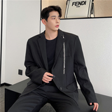 21年秋新款个性设计带可拆卸项链装饰文艺休闲宽松西服TF74-P125，男装西服，星座1304（原C205）