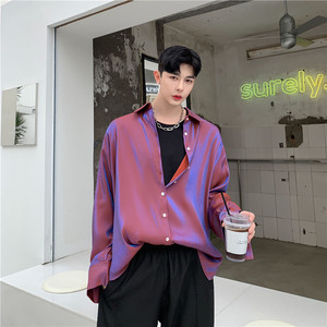 22夏新款偏光blingbling宽松衬衫文艺格调聚焦点衬衫男女S30-P70图片